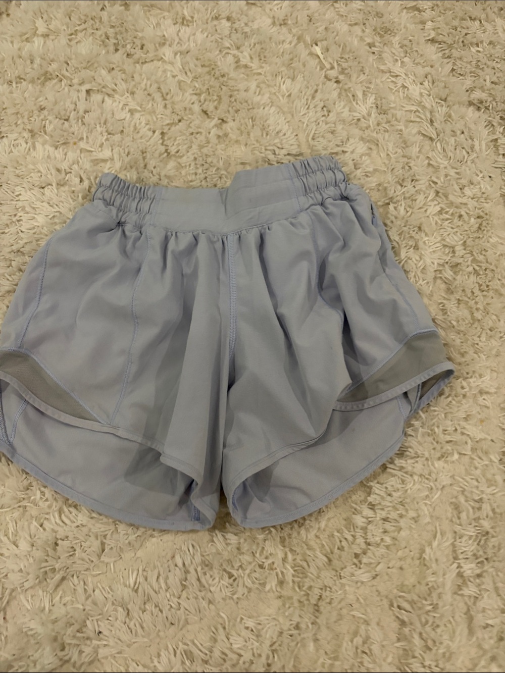 blue lululemon shorts last name inside and dirt stain